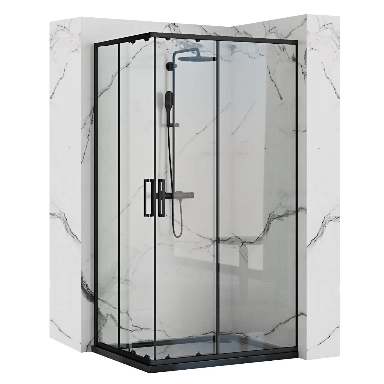 REA brusekabine PUNTO 80x100 Sort, 80x100x190cm