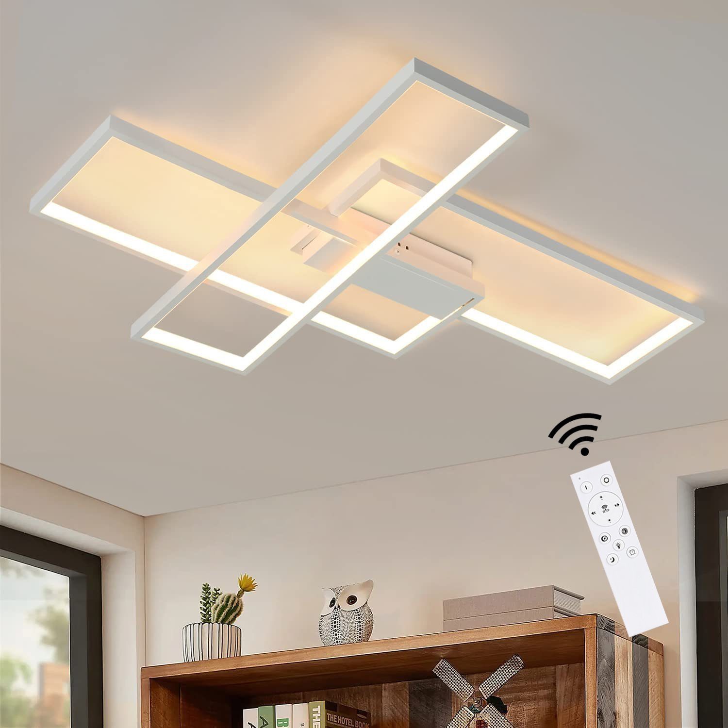 NETTLIFE moderne, dæmpbar, LED loftslampe, stue, lampe, hvid, loftslampe, 65W