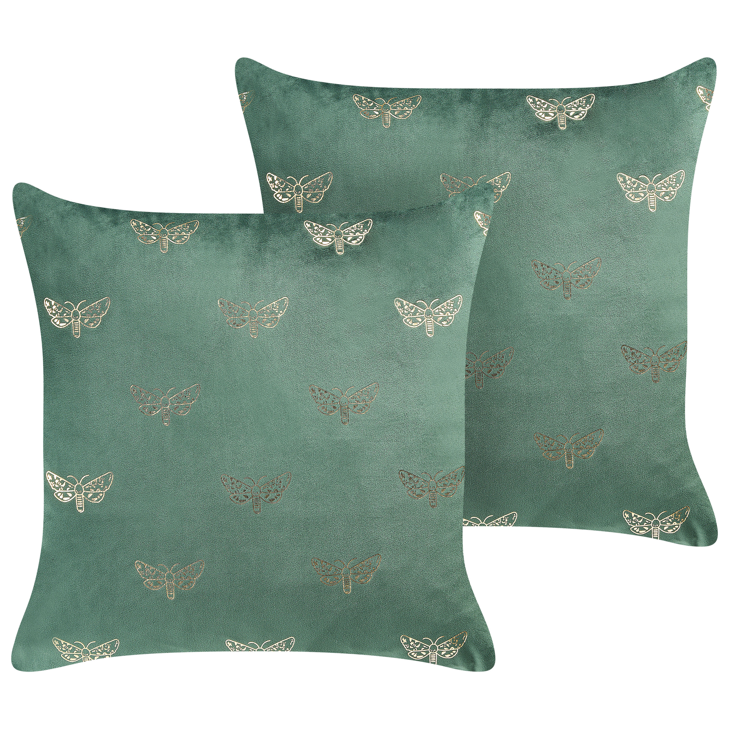 Sæt af 2 pyntepuder YUZURI 45 x 45 cm Velour Smaragdgrøn Dyremønster