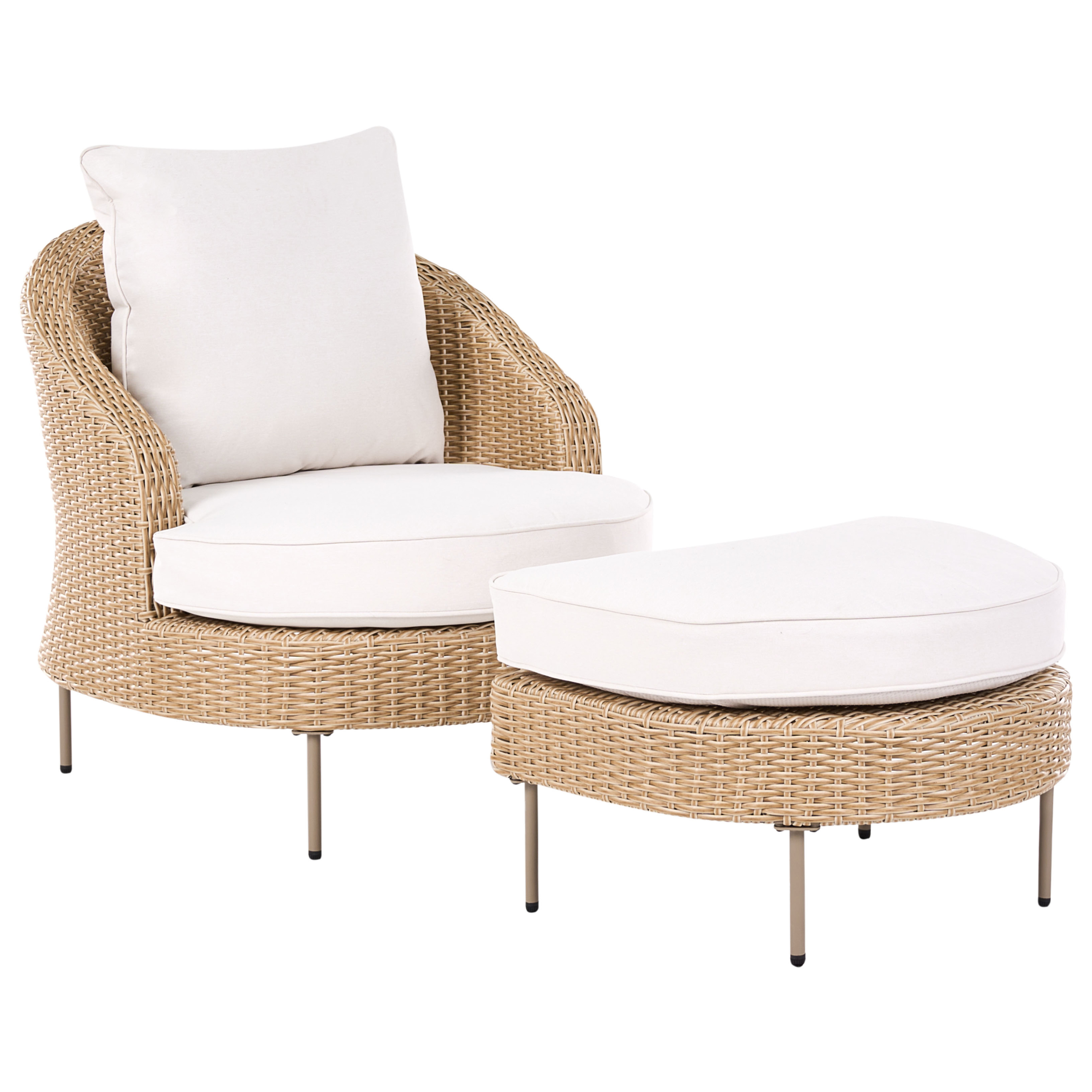 Havelænestol med fodskammel ARCILLE PE-rattan Beige