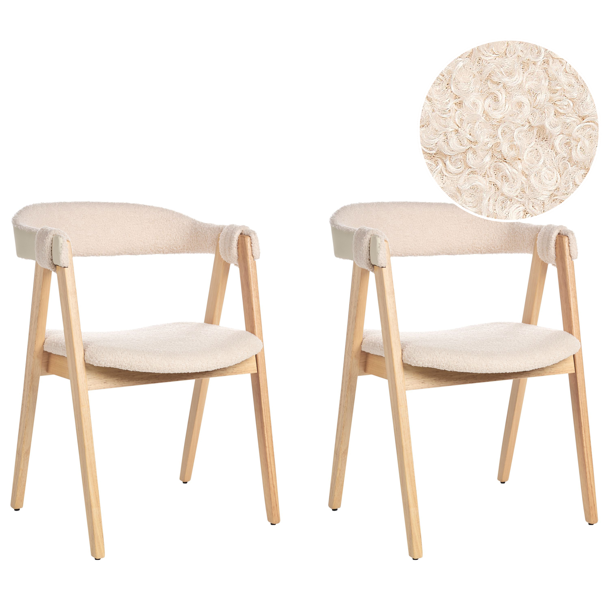 Sæt med 2 spisebordsstole DAY Boucle Lysebrun/beige