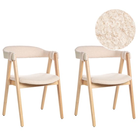 Sæt med 2 spisebordsstole DAY Boucle Lysebrun/beige