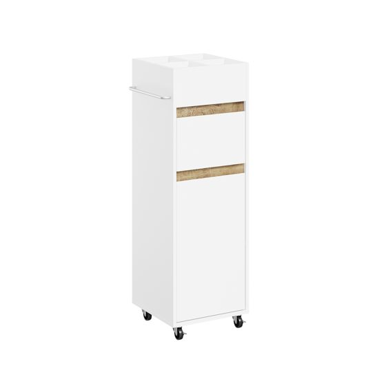 Badeværelsesskab med rulle, hvid, 30.5x27.0x91.5 cm, BZR225-WN