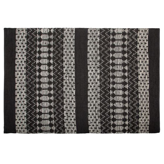 Gulvtæppe SOKUN Sort 140 x 200 cm Ægte læder
