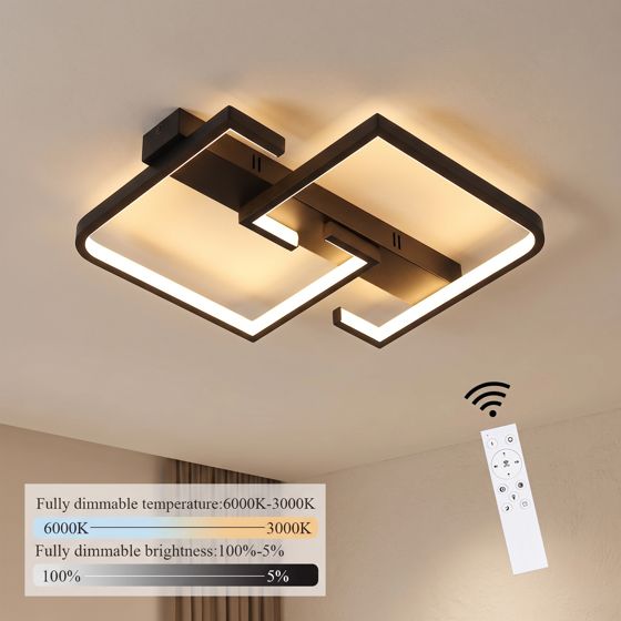 NETTLIFE LED loftslampe, 35 W, sort stuelampe dæmpbar med fjernbetjening moderne spisebordslampe bordlampe