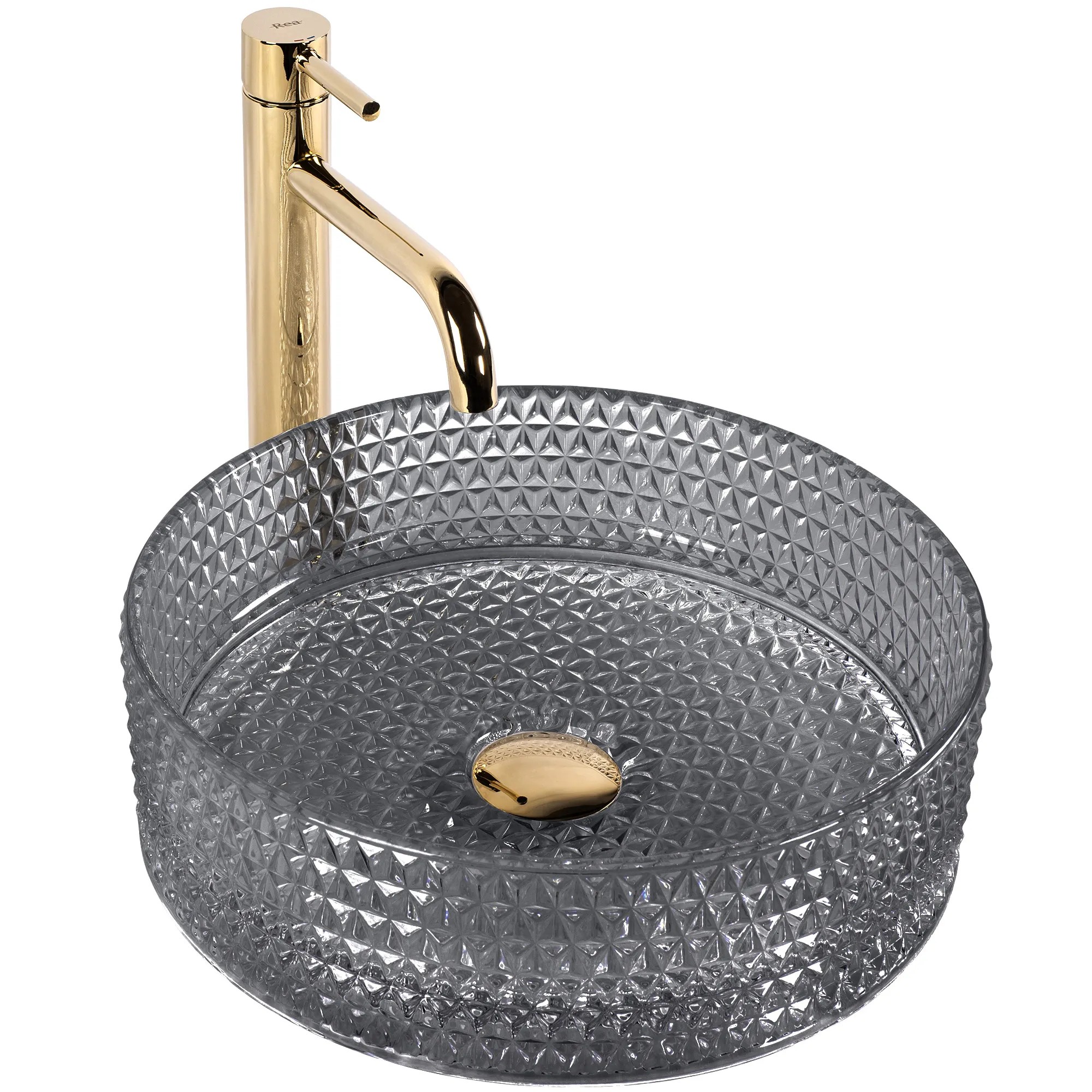 REA bordmonteret håndvask CRISTAL 35 Sort, 35,5x35,5x11,5cm