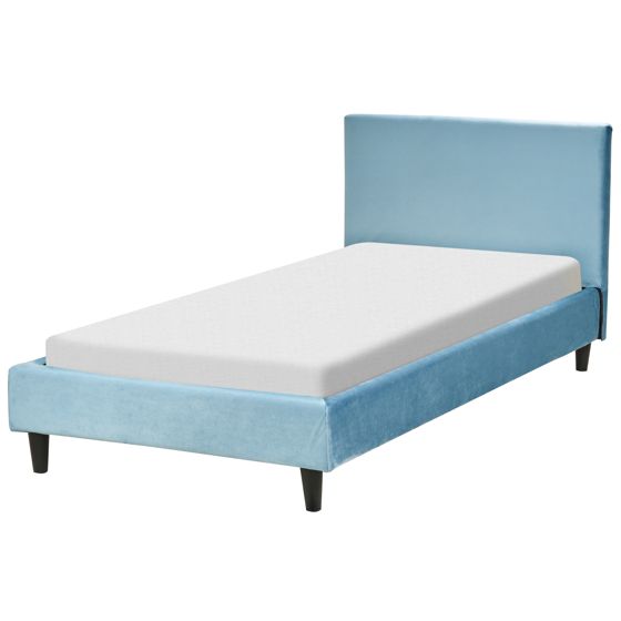 Seng Velour FITOU 90 x 200 cm Himmelblå