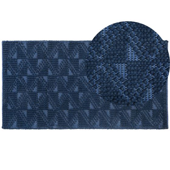 Gulvtæppe SAVRAN Navy Blå 80 x 150 cm Uld
