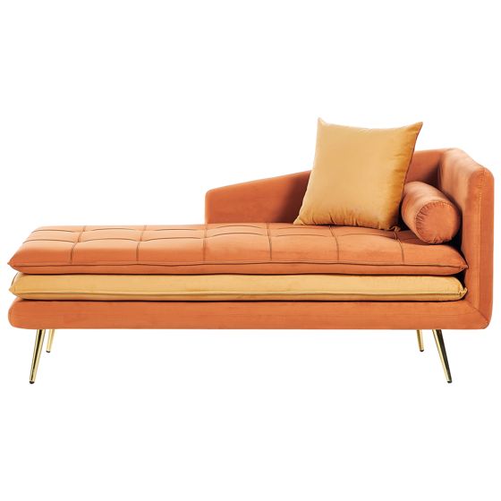 Højrevendt chaiselong GONESSE Velour Orange