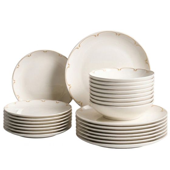 Sæt med 24 stykker service CHAROLI Porcelæn Hvid/guld