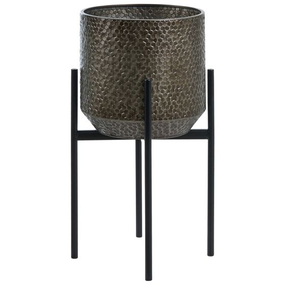 Forhøjet plantekrukke ALDOVANDRA 34 cm Metal Sort