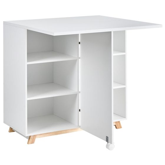 Kommode med skrivebordsfunktion FLOMOT 80 cm 40/80 cm Foldbar Hvid