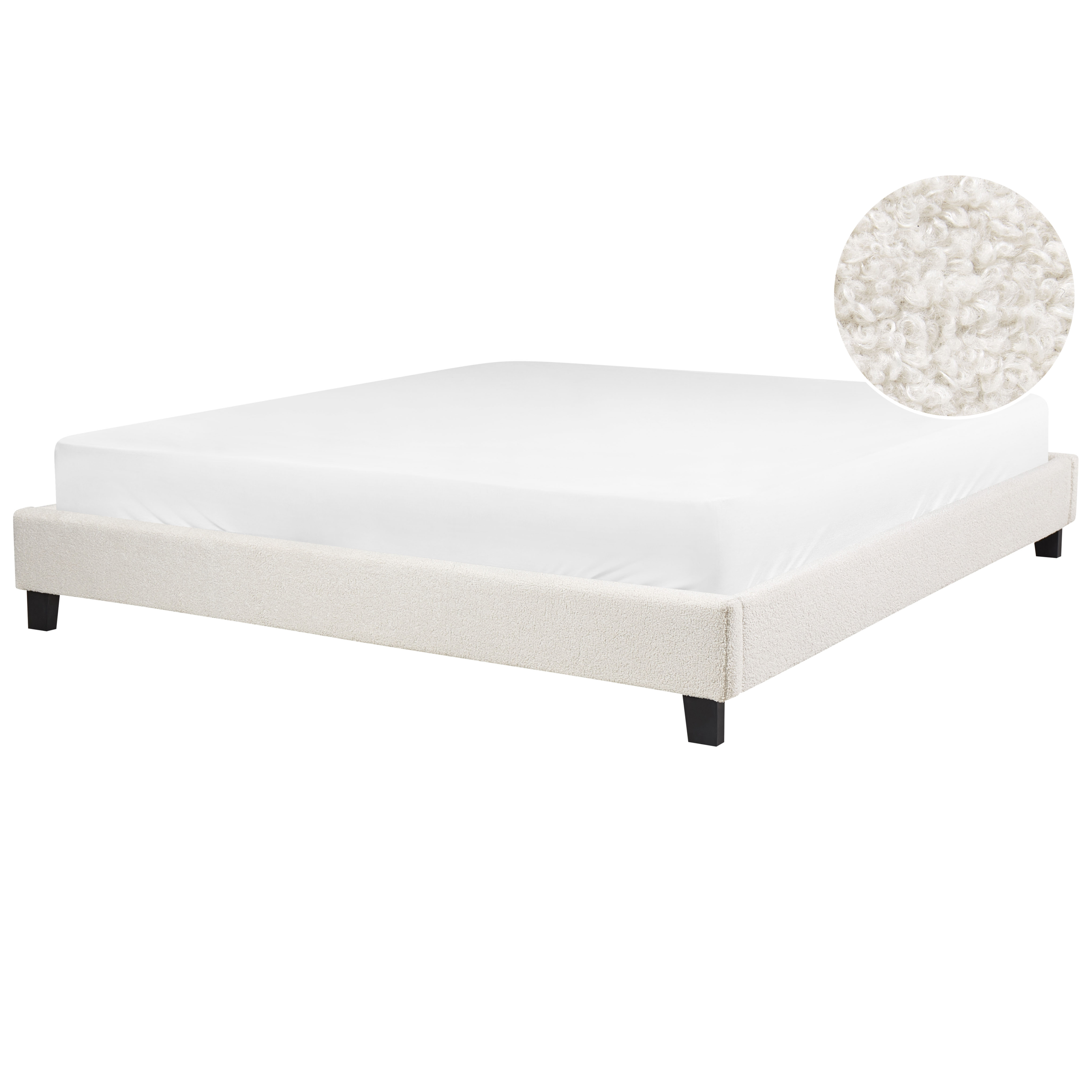 Seng uden hovedgærde Boucle ROANNE 180 x 200 cm Lys Beige