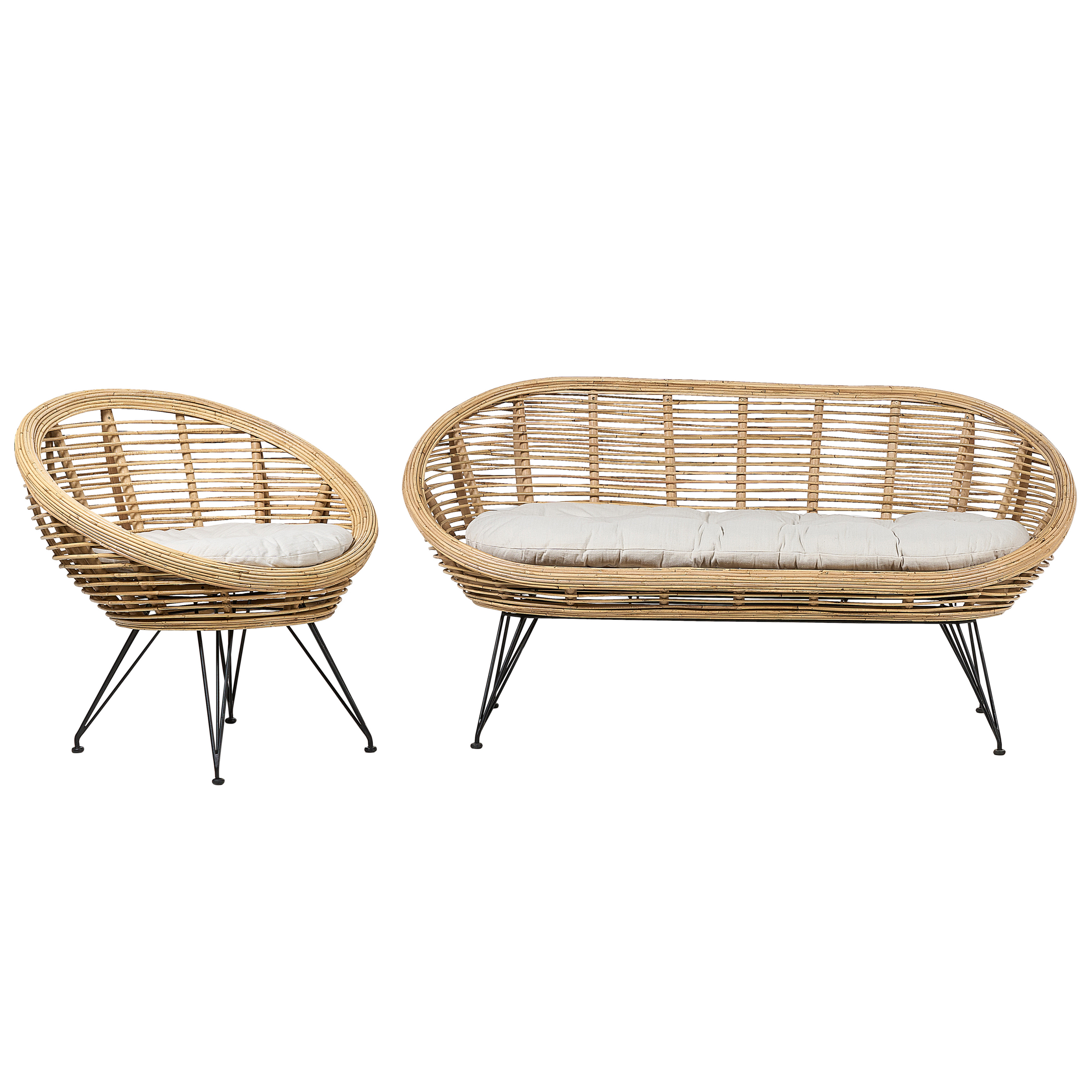 havesofasæt 3 personers MARATEA Rattan Naturlig