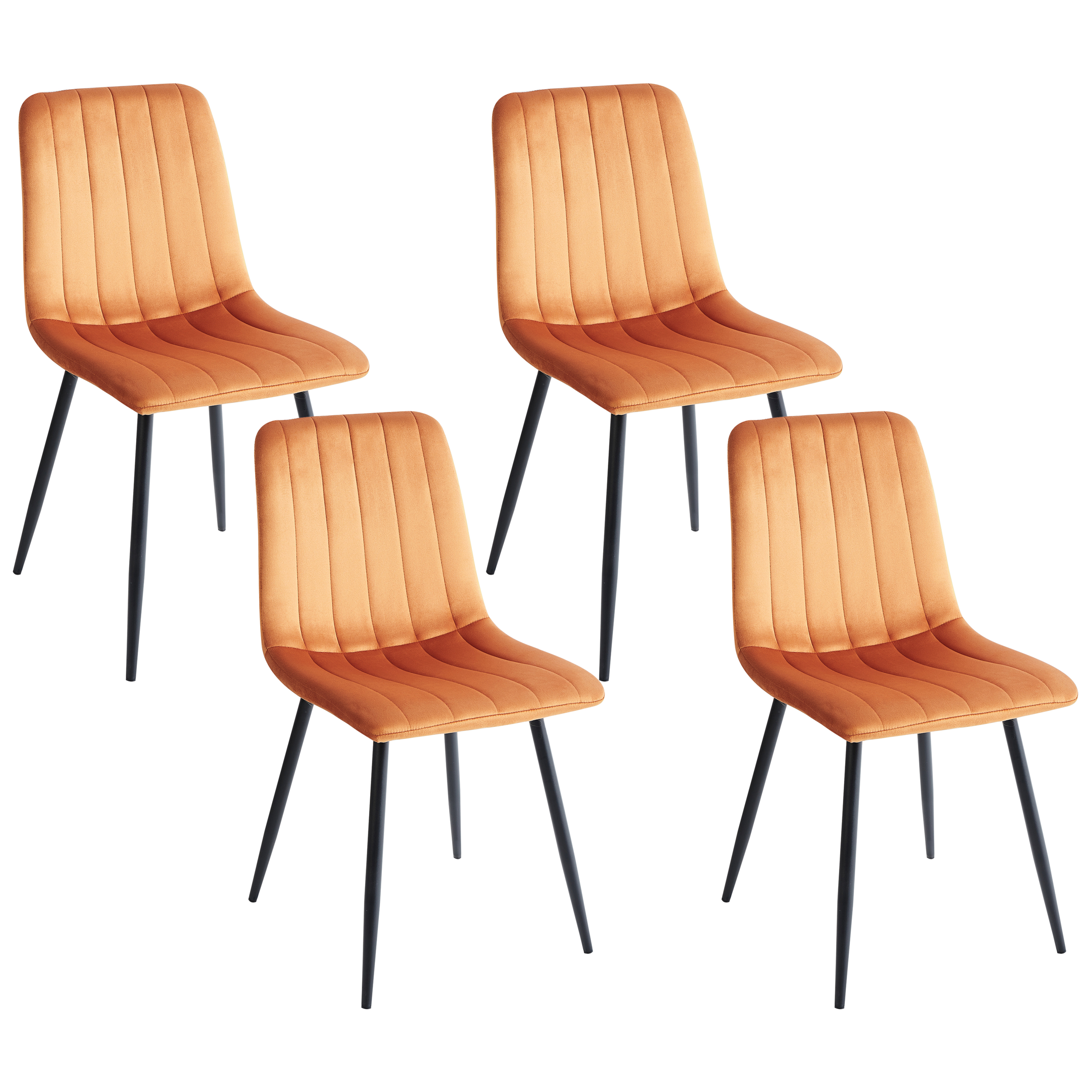 Sæt med 4 spisebordsstole KALISPELL Velour Orange