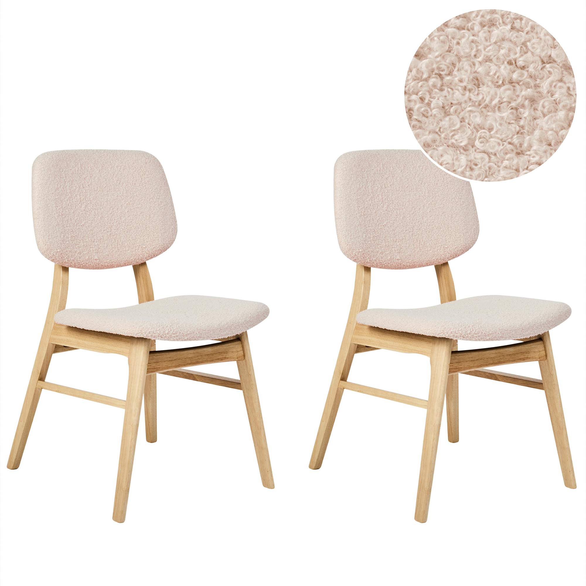 Sæt med 2 spisebordsstole ELAINE Boucle Lysebrun/beige