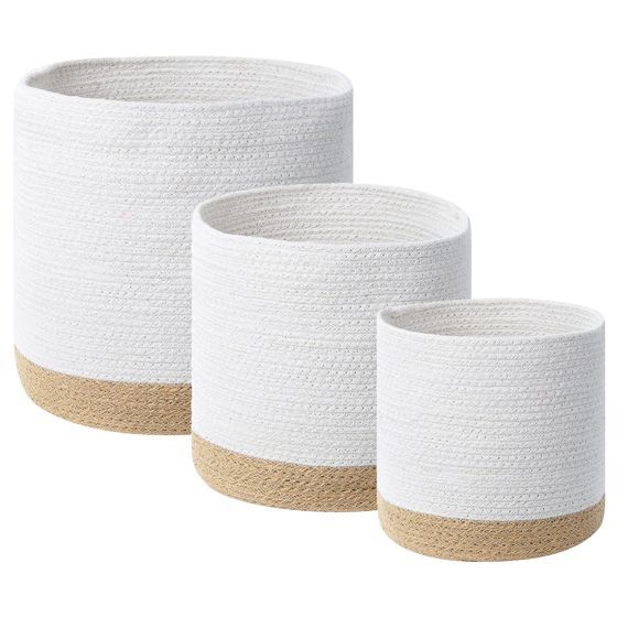 Sæt af 3 kurve BASIMA Bomuld Hvid