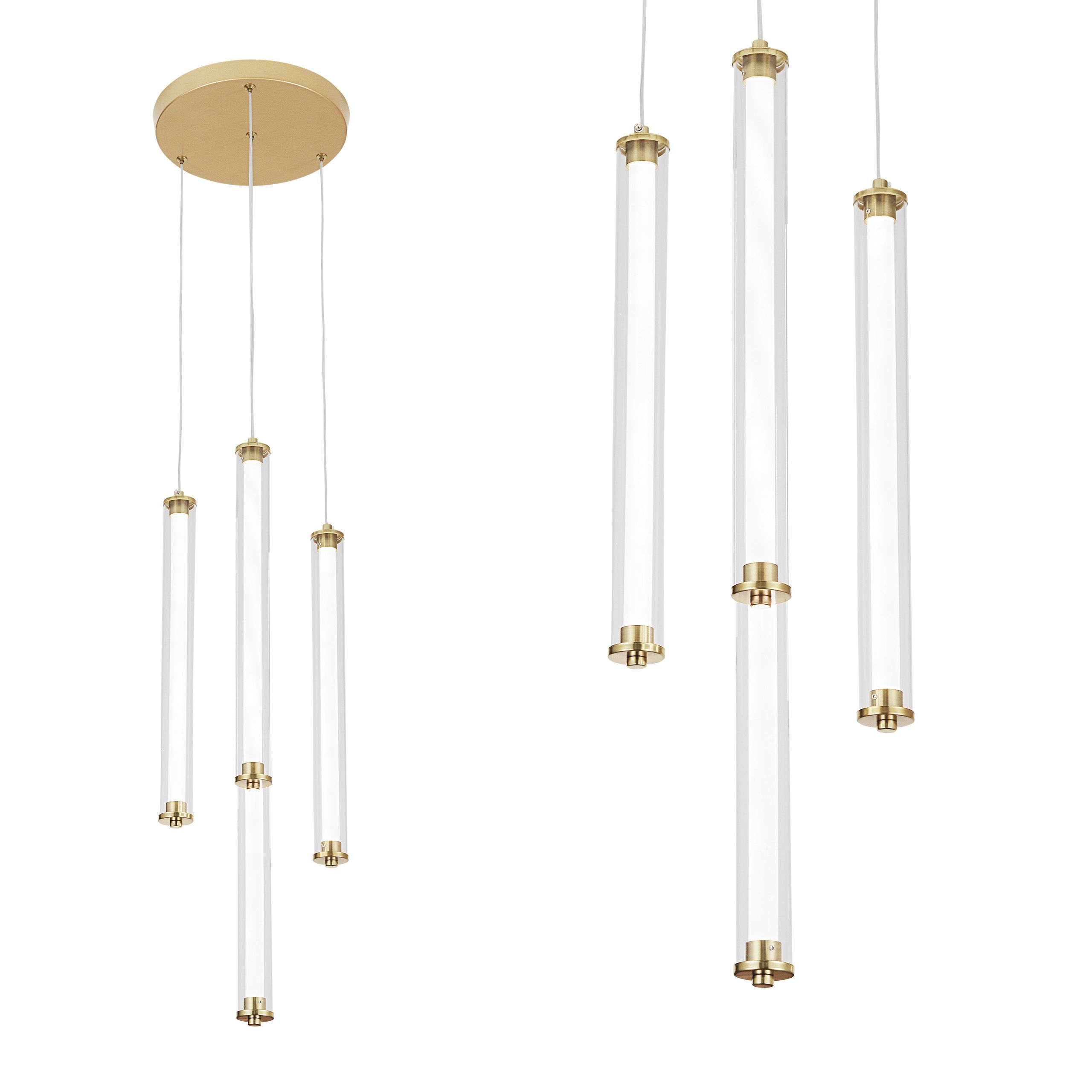 TOOLIGHT hængende loftlampe LED G024-4CPR Guld 133,5x25,5x41,5cm