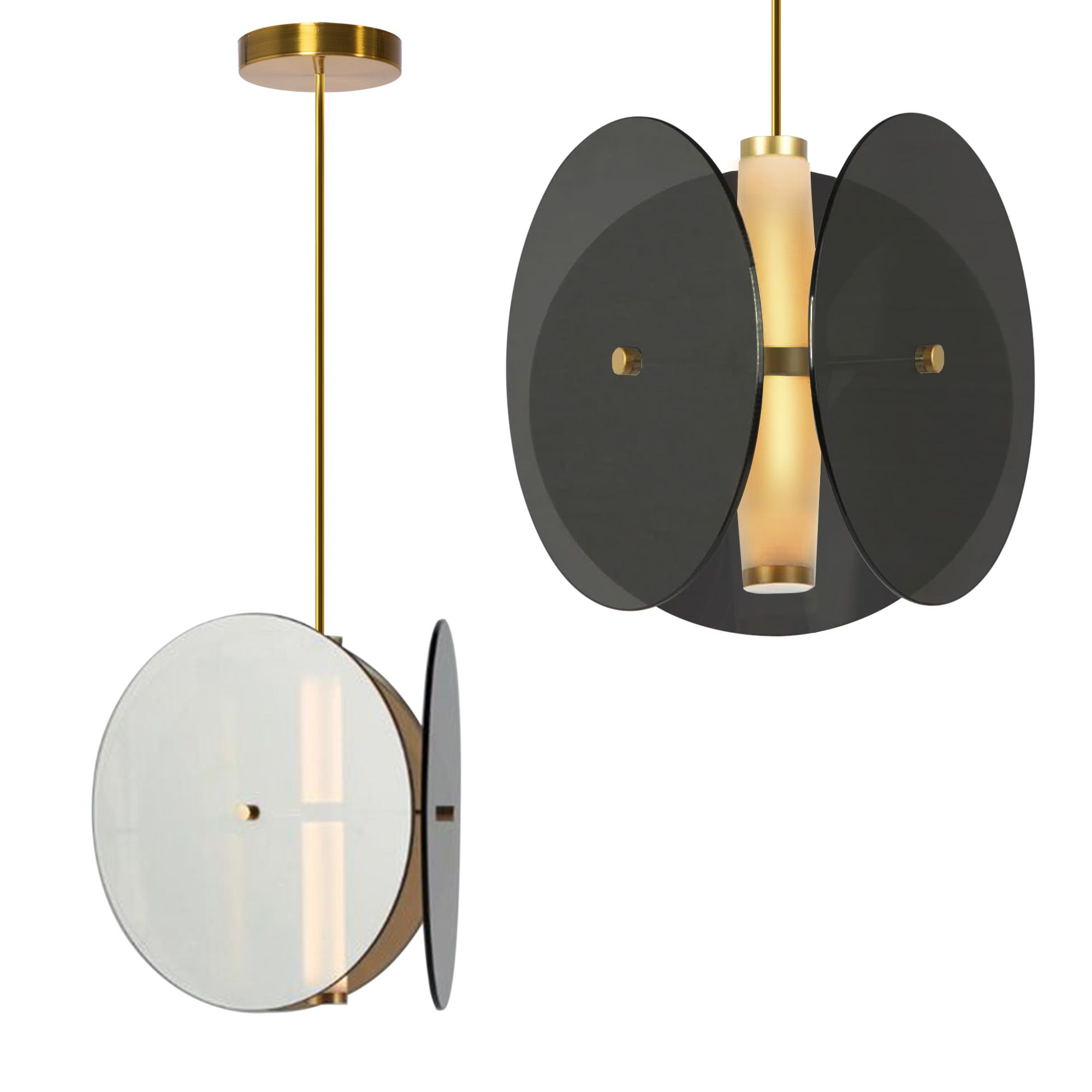TOOLIGHT hængende loftlampe APP1675-CP ROUND Sort 90x15x90cm
