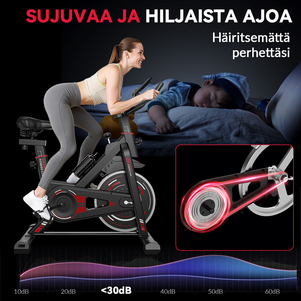 Hjemme motionscykel 10 kg svinghjul LCD display med træningsmåtte