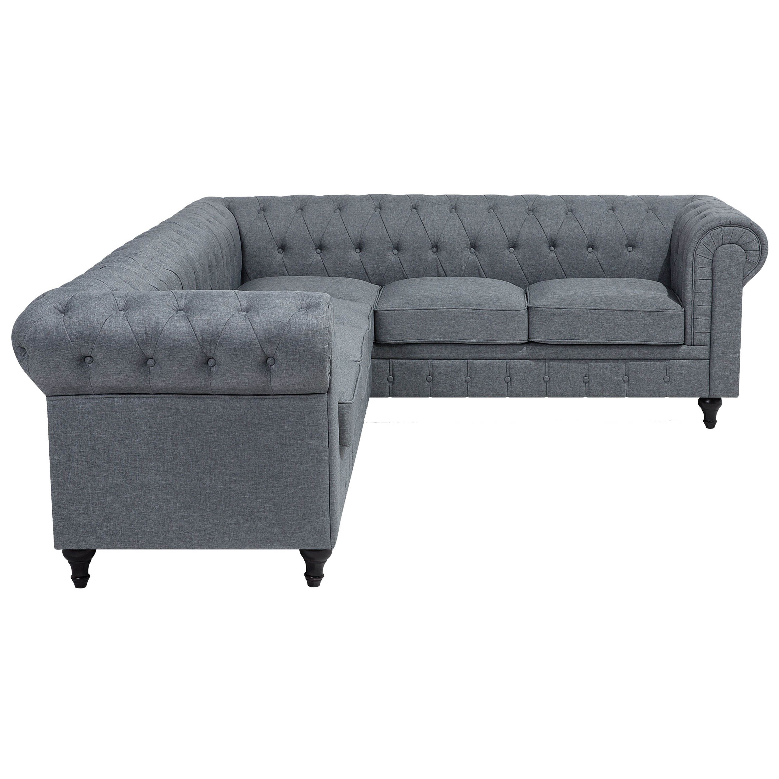 Hjørnesofa 6 personers CHESTERFIELD Grå Venstrevendt