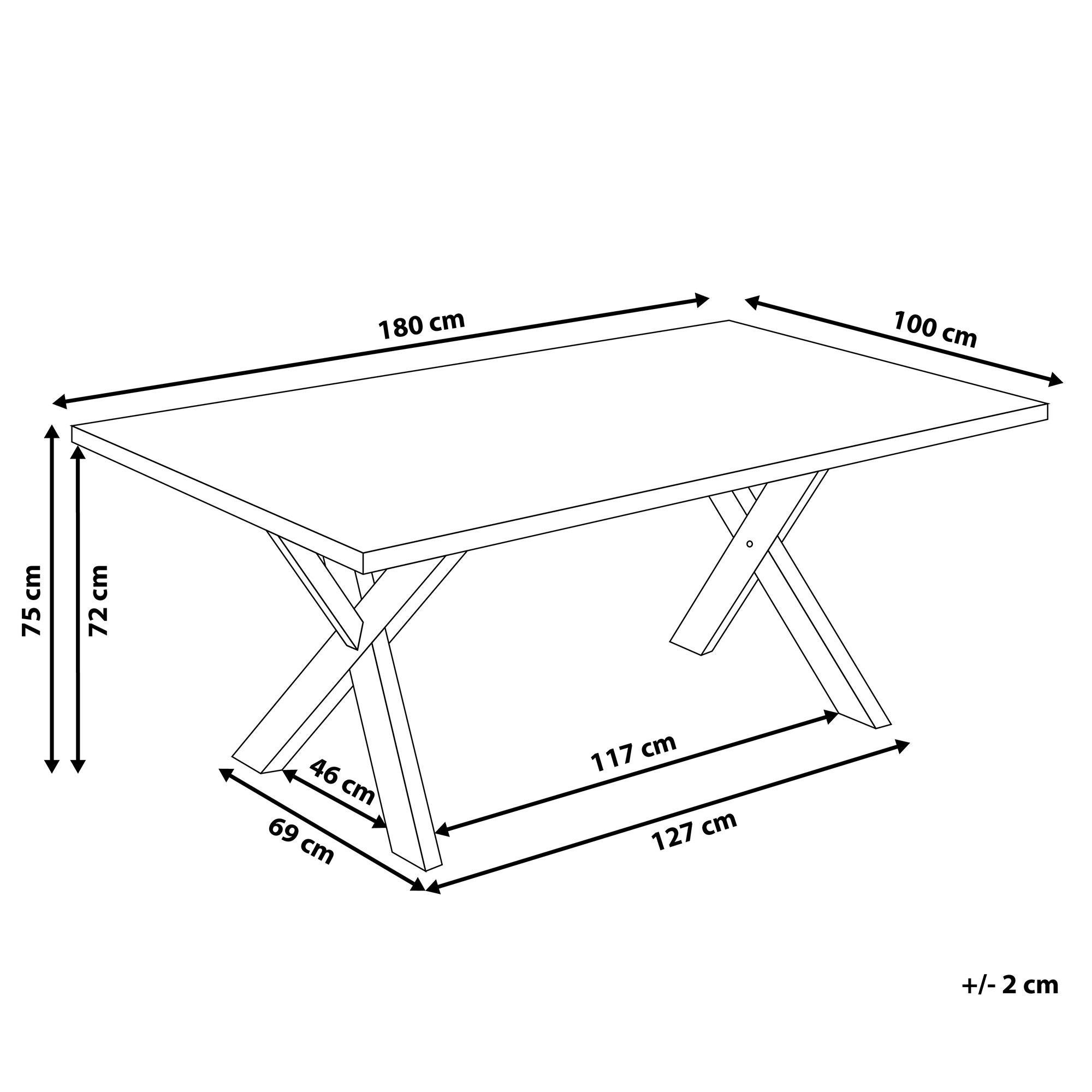 Spisebord LISALA Sort 180 cm 100 cm
