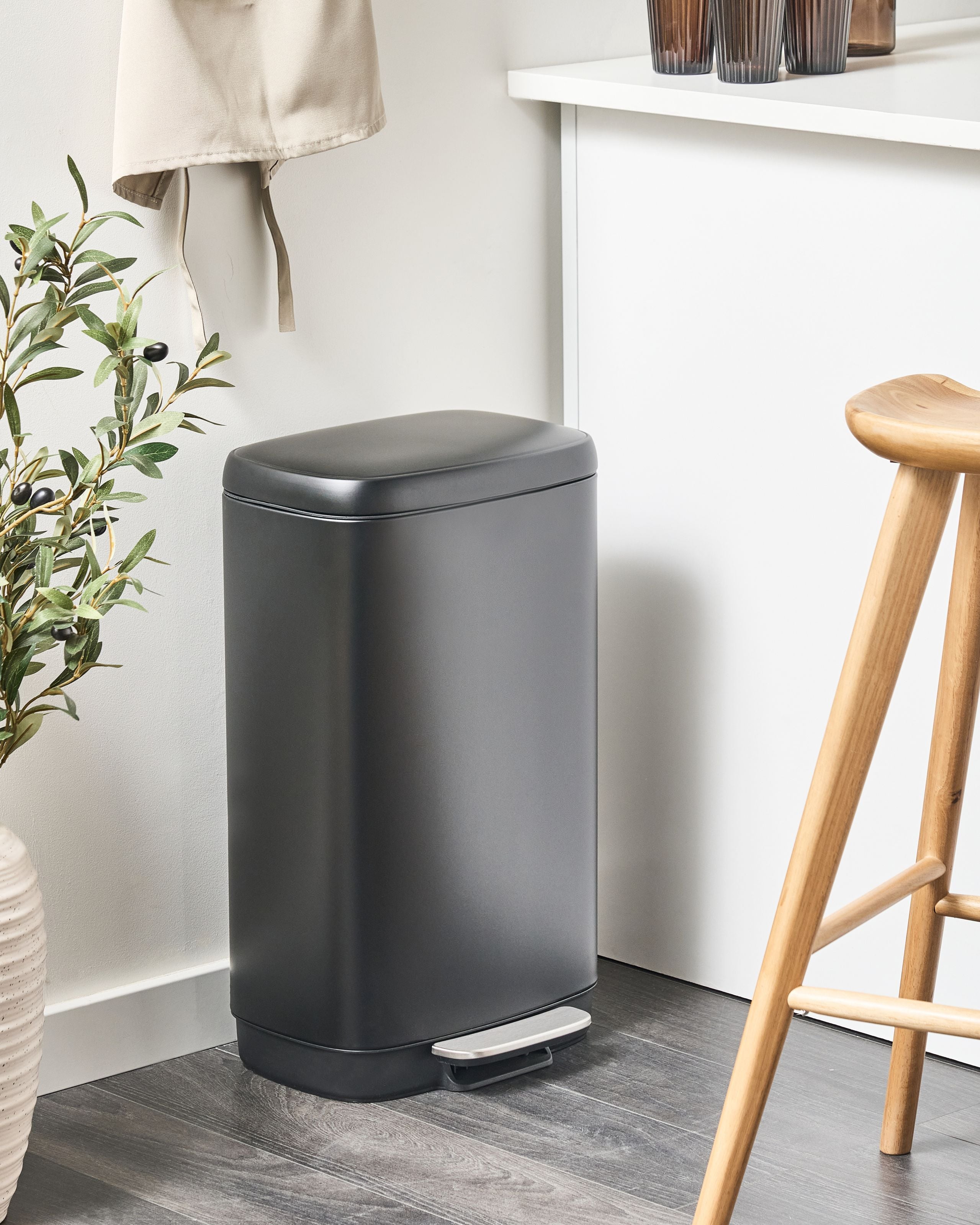 Affaldsbeholder med pedal 30 L ECOCOLLECT Metal Sort