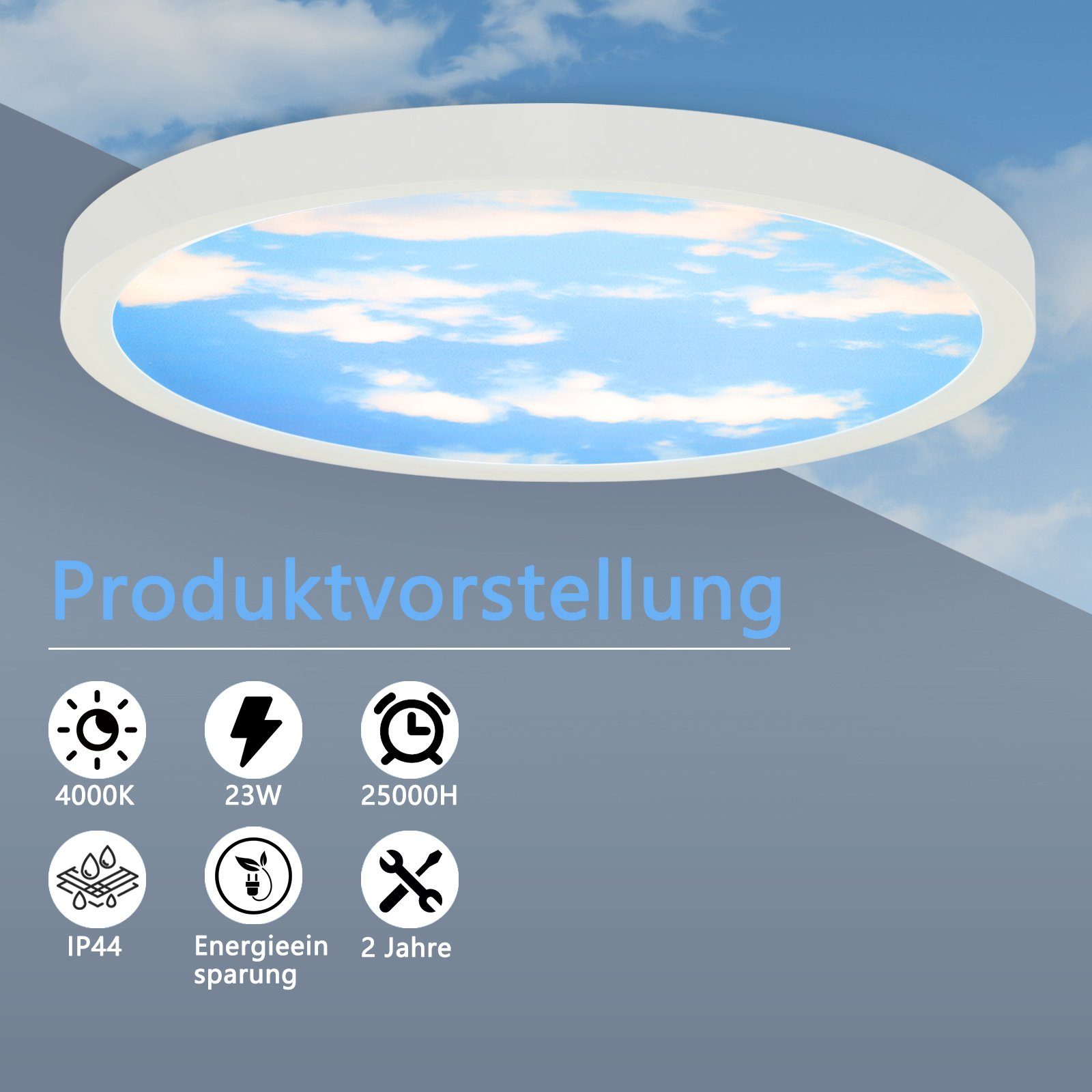 NETTLIFE LED - loftslampe, IP44 neutral hvid, 23 cm 23W Badeværelse 4000K, børneværelse Badeværelsesbelysning Korridor rund Badeværelseslampe