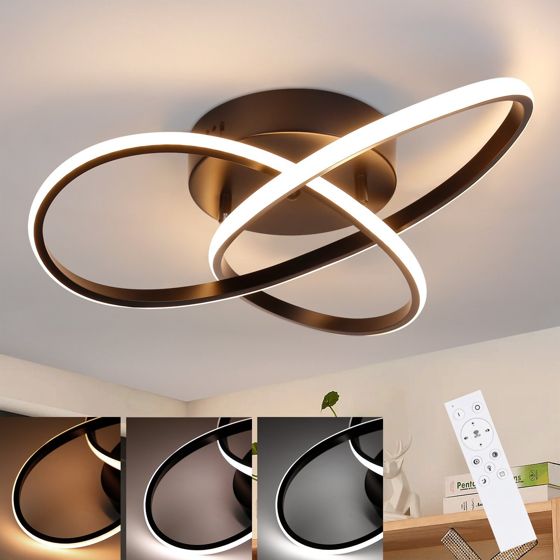 NETTLIFE dæmpbar LED loftlampe, 33W, sort pære Med fjernbetjening moderne, soveværelseslampe 40cm til stue Køkken Entre