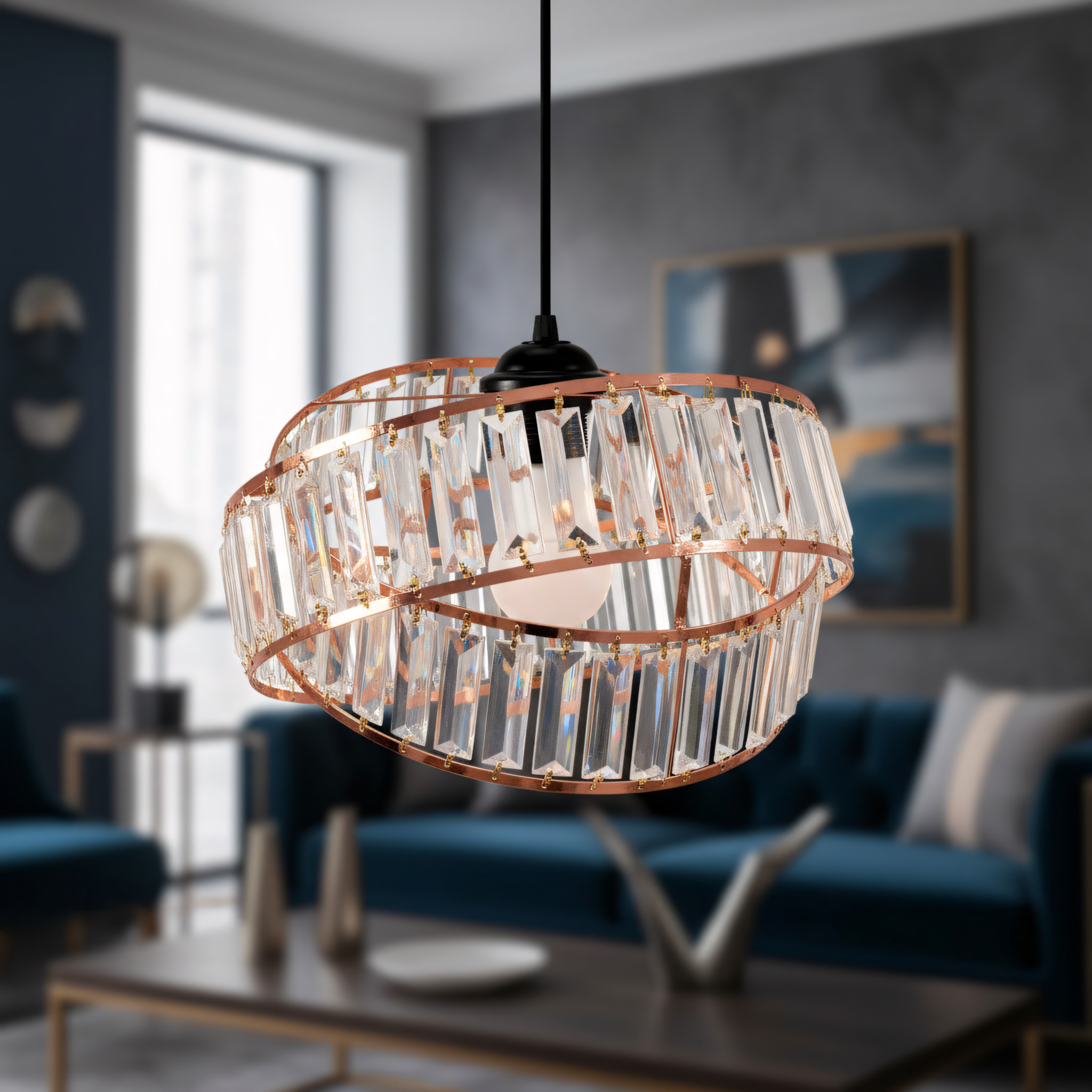 TOOLIGHT hængende loftlampe APP1105-1CP Rosaguld 18x30x18cm