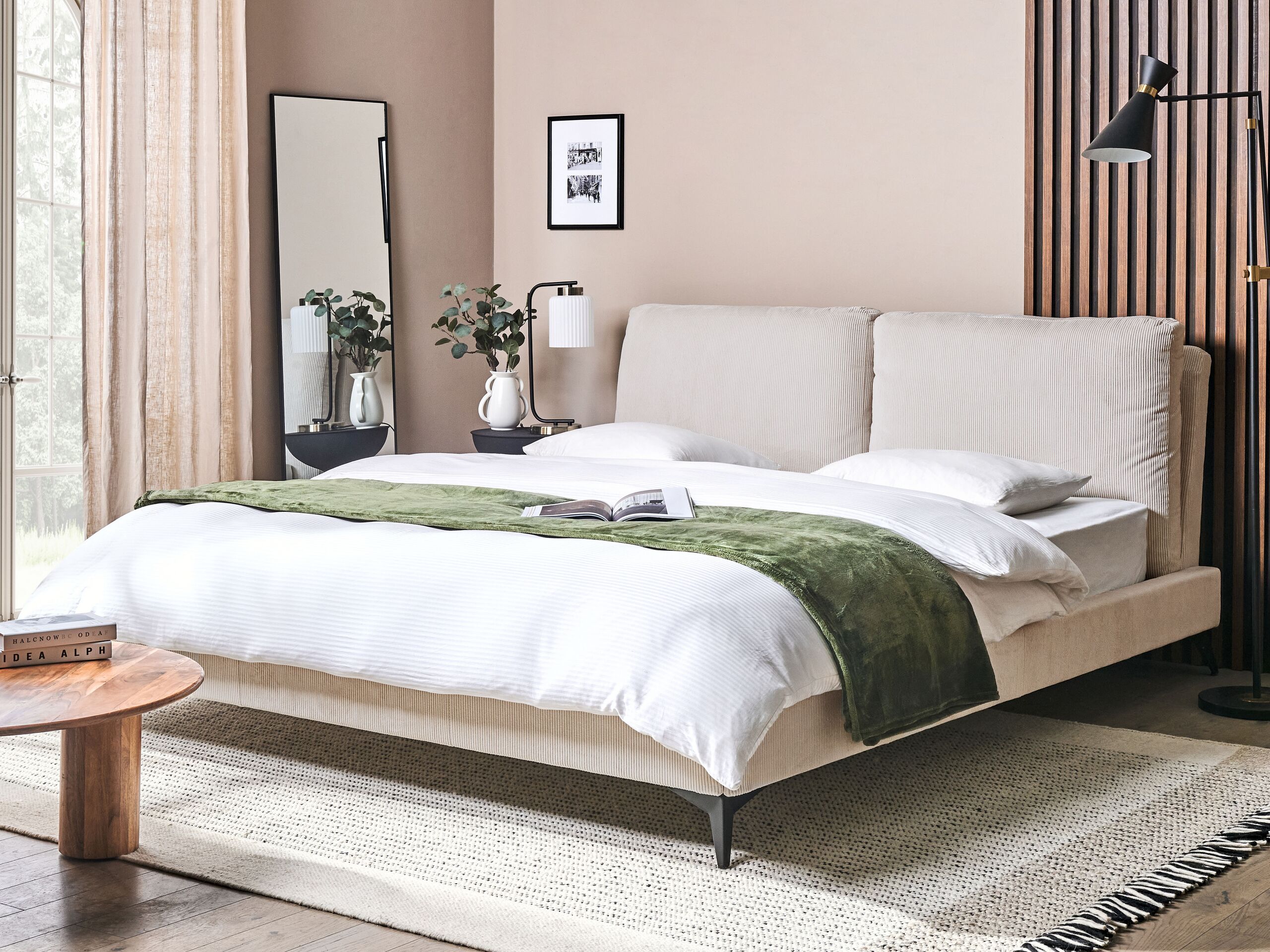 Seng Fløjl MELLE 180 x 200 cm Lys Beige