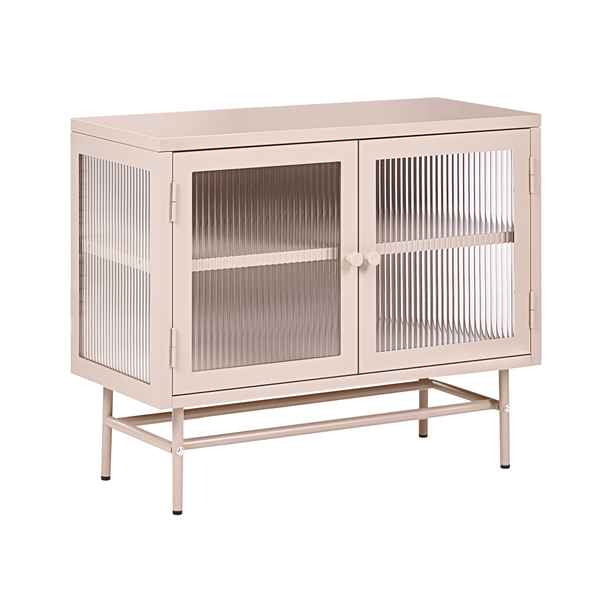 Glas vitrine skænk DEVON 77 cm Metal Beige