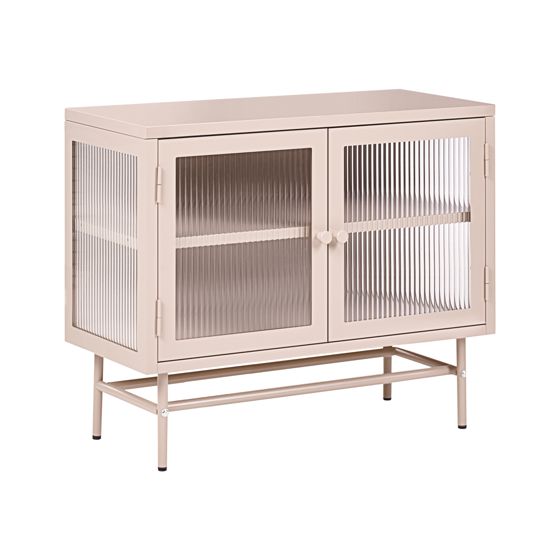 Glas vitrine skænk DEVON 77 cm Metal Beige