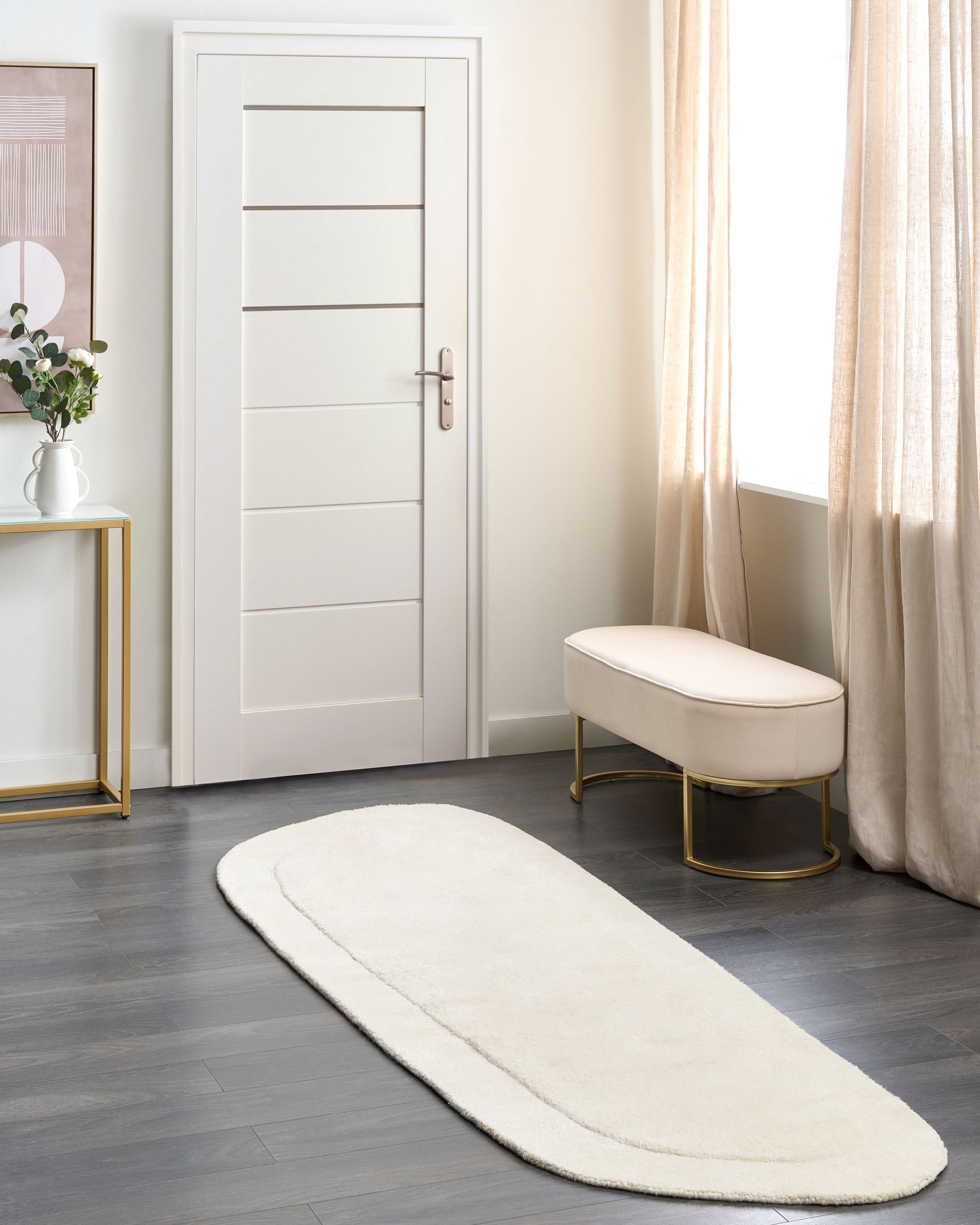 Gulvtæppe BERANI Lys Beige 80 x 250 cm Viskose