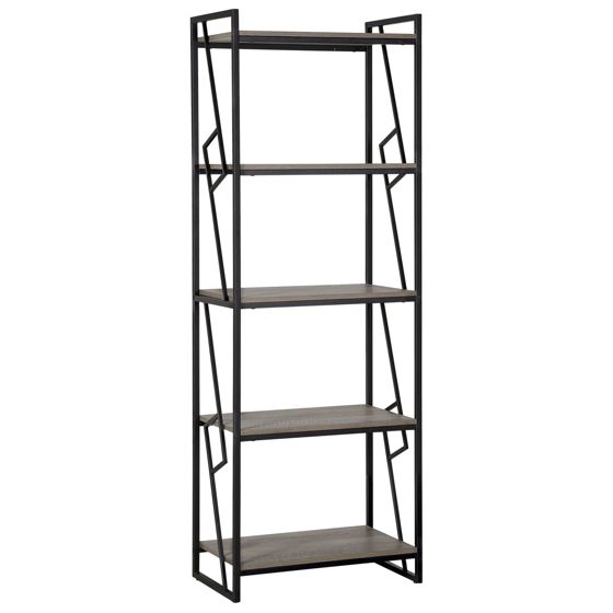 Bogreol med 5 hylder FORRES 184 cm Brun/sort