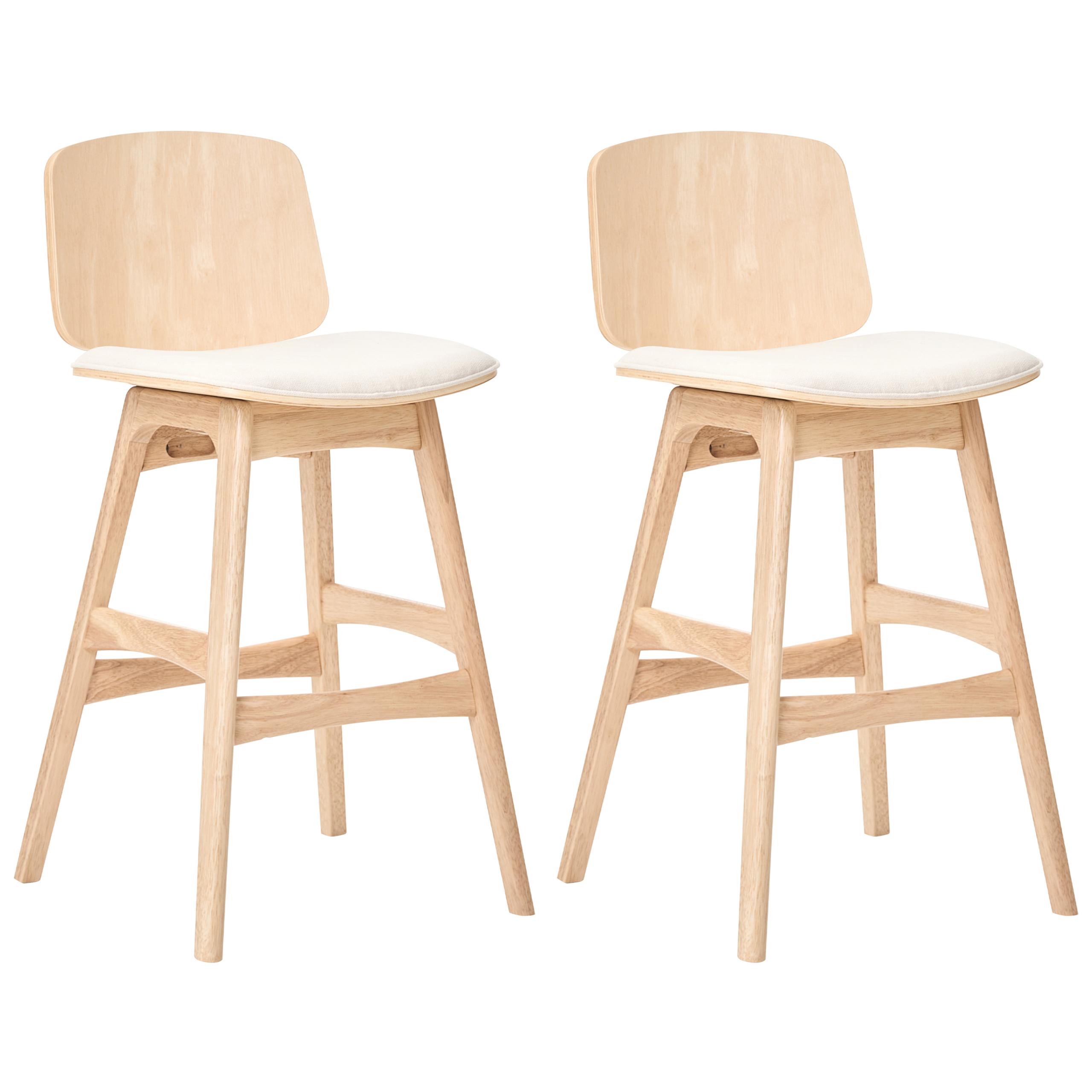 Sæt med 2 barstole CHARLESTON Træ Lysebrun/lys beige
