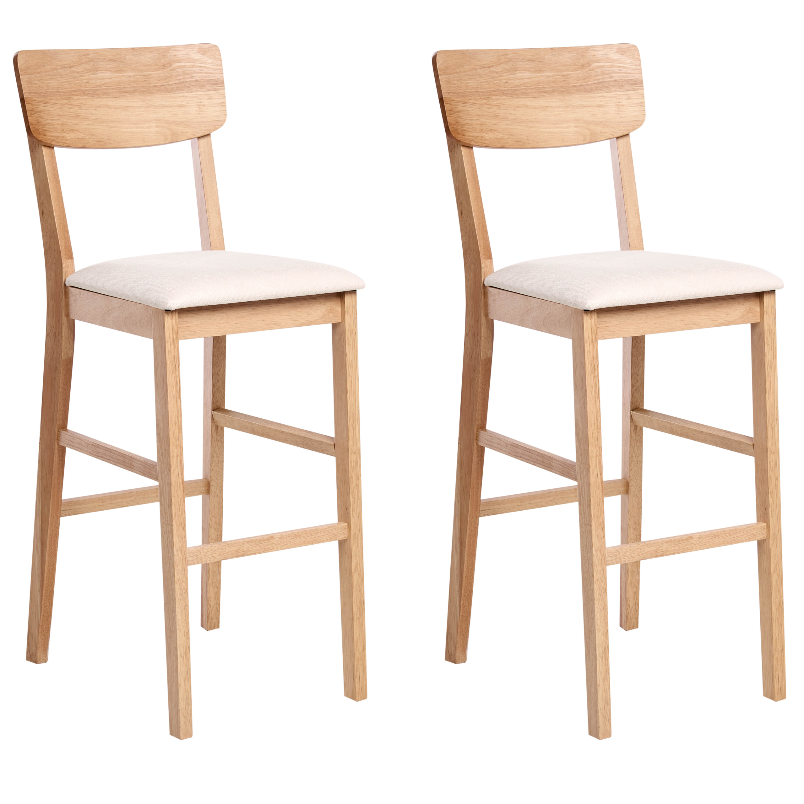 Sæt med 2 barstole AMBLER Træ Lysebrun/beige