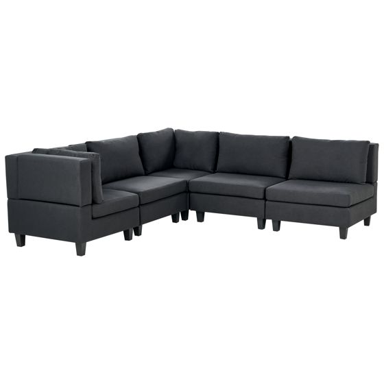Hjørnesofa modul 5 personers UNSTAD Sort Højrevendt