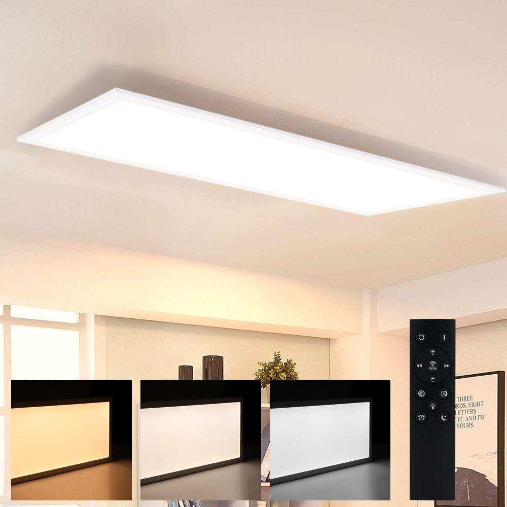NETTLIFE LED loftpanel hvid moderne 42w dæmpbar loftlampe med fjernbetjening 100x25cm