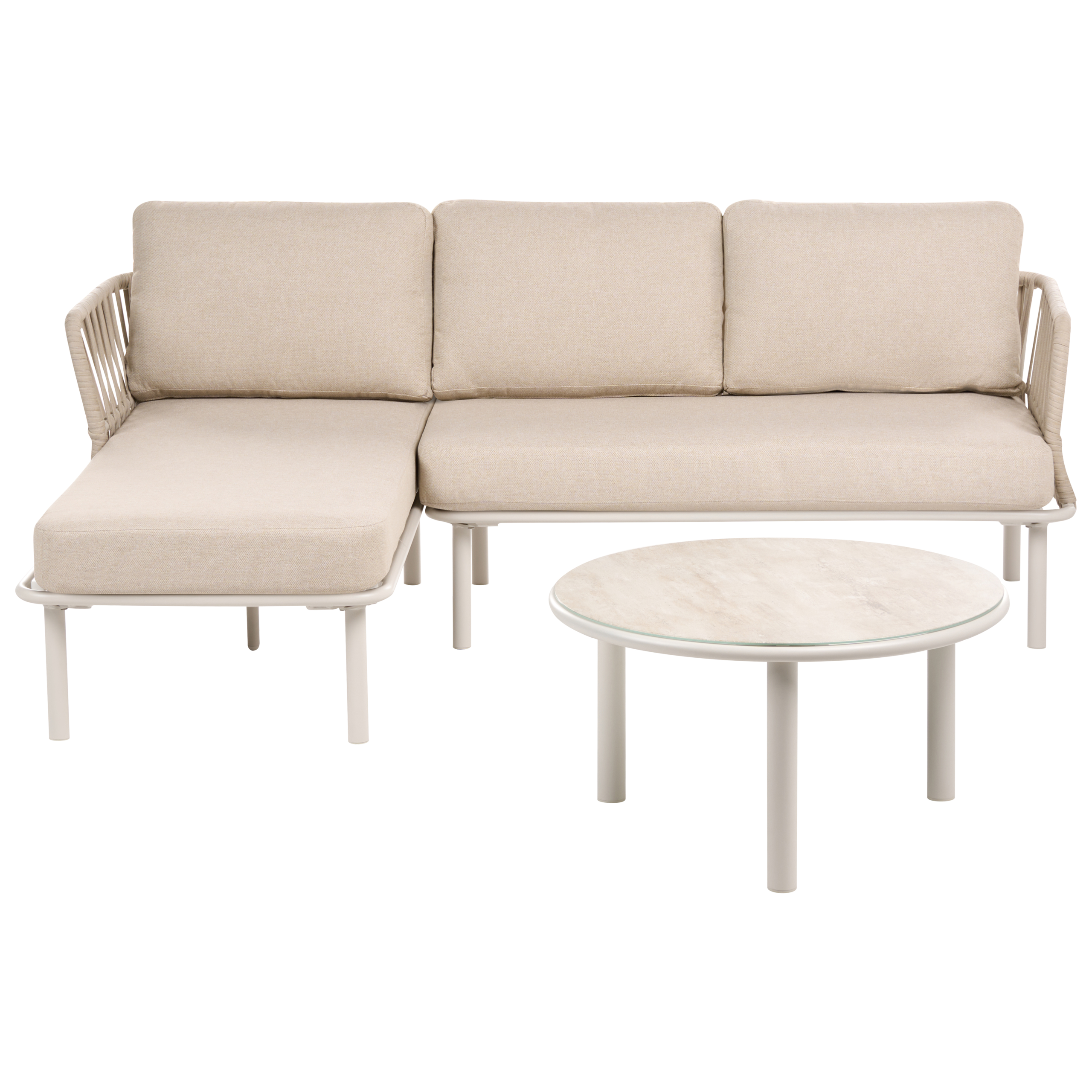 Have-hjørnesofasæt 3 personers ORTE Metal Beige Højrevendt