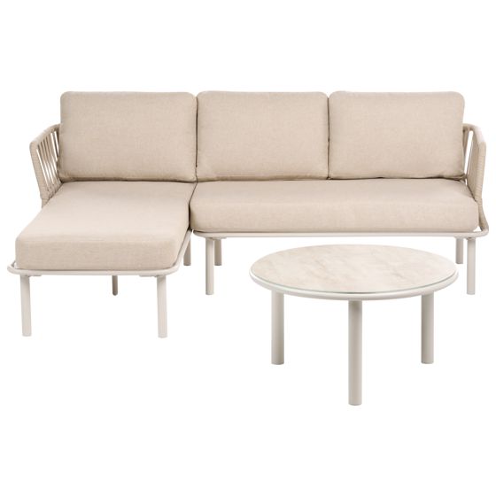 Have-hjørnesofasæt 3 personers ORTE Metal Beige Højrevendt
