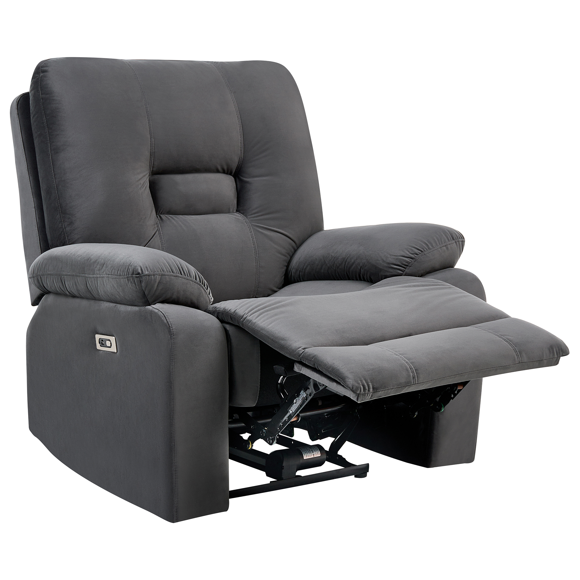 Elektrisk recliner stol BERGEN Velour Mørkegrå