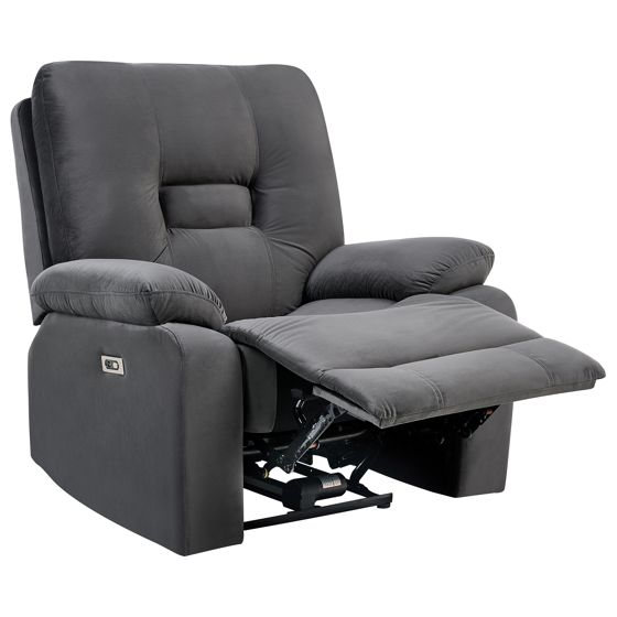 Elektrisk recliner stol BERGEN Velour Mørkegrå