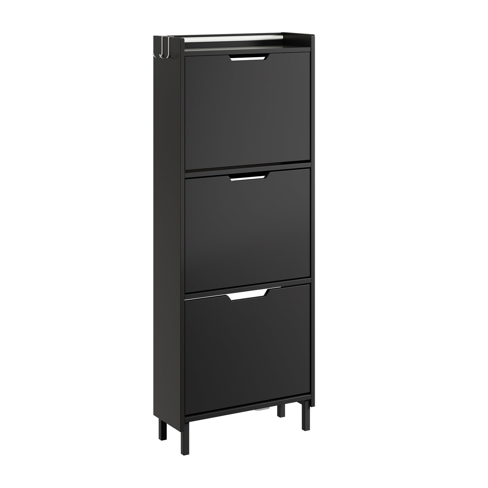 Indgangsskab med 3 skuffer, sort, 50x19x131 cm, FSR151-H-E-SCH