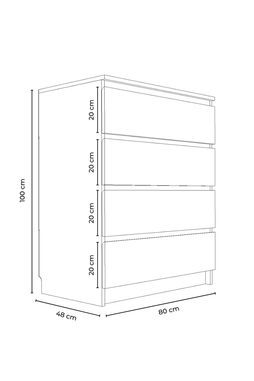 Norda Design Kommode Derinkuyu 4 48 x 80 x 100 cm