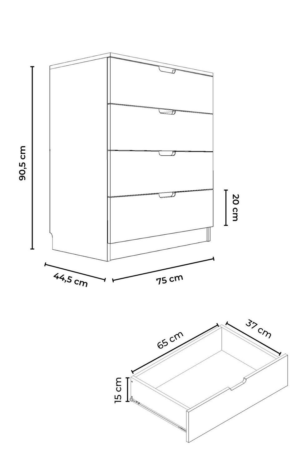 Norda Design Kommode Lento 44.5 x 75 x 90.5 cm