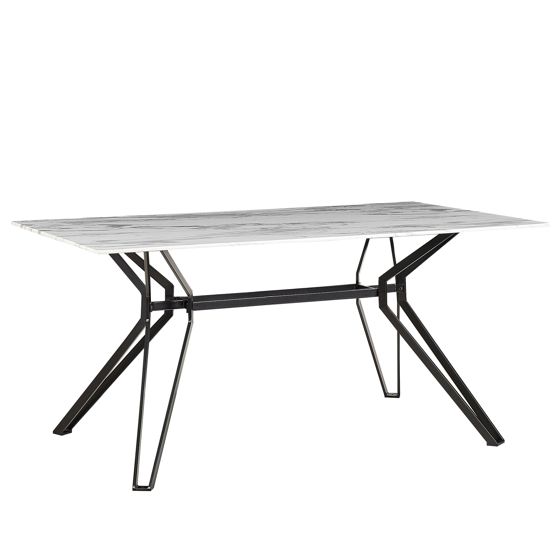 Spisebord BALLINA Hvid marmor 160 cm 90 cm Hærdet glas