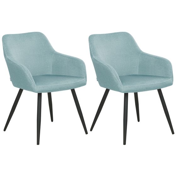 Sæt med 2 spisebordsstole CASMALIA Velour Himmelblå