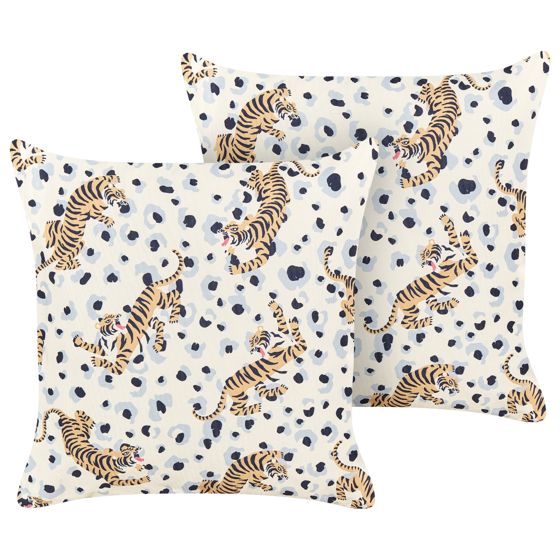 Sæt af 2 havehynder ARENZANO Dyremønster 45 x 45 cm Beige