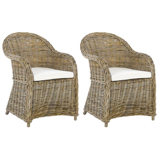 Sæt af 2 havelænestole med hynder SUSUA Rattan Naturlig